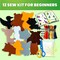 Kids Crafts Ages 4-8, DIY Beginner Needle and Thread Kit - 12 Wild Animals Sewing Kit Basic - Fun Arts Crafts for Kids Ages 6-8 Girls Boys - Plastic Needles, Scissors - 6+ Year Old Girl Gifts